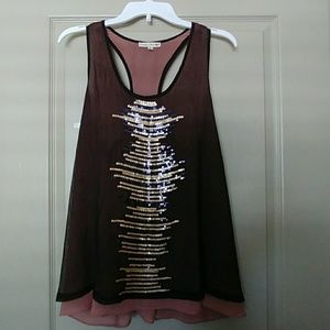 Double Zero Black/ Mauve Racerback w/ Sequin